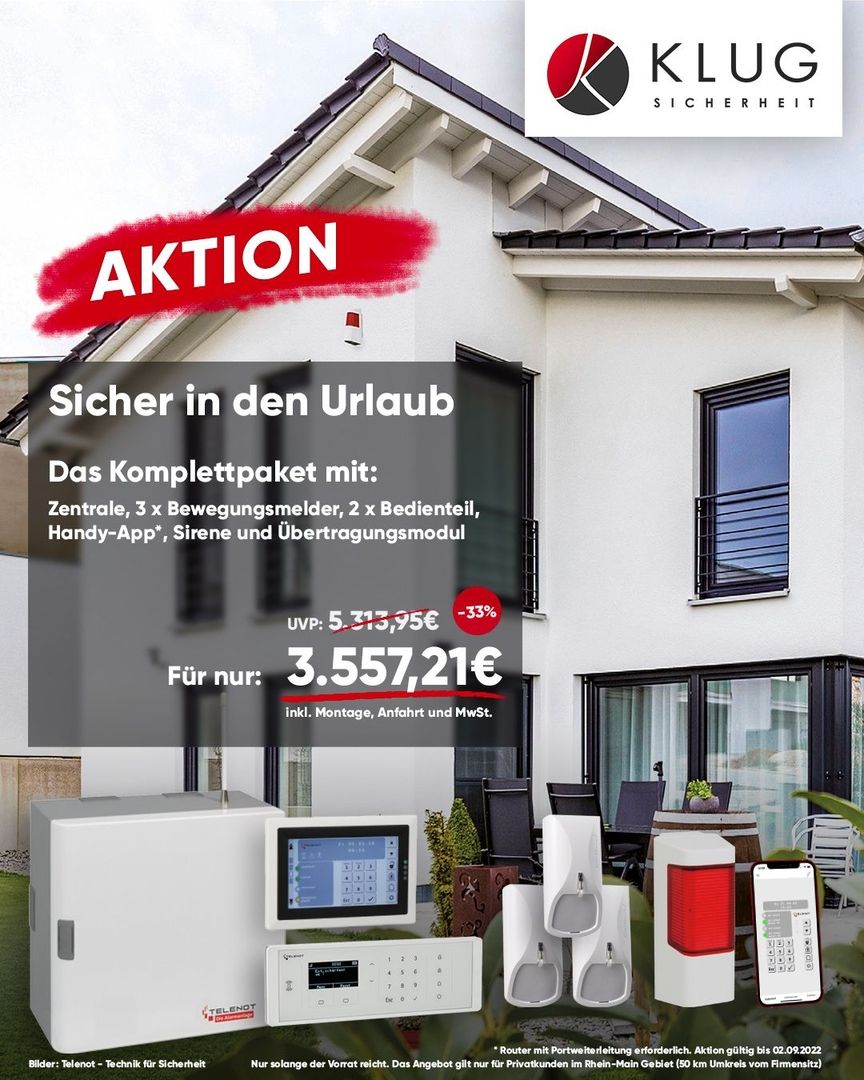 Rabattaktion für Sicherheitsanlagen